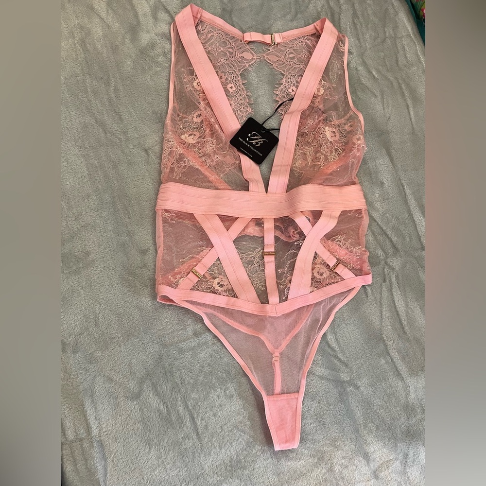 Honey Birdette Belinda candy pink catsuit